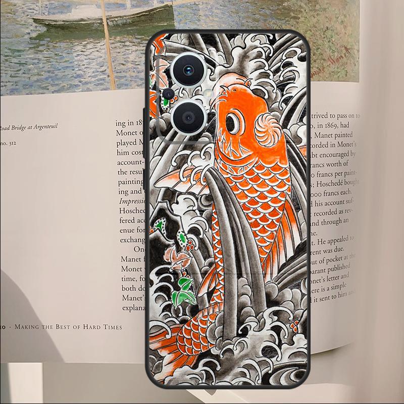 Японский Карп Чехол для OPPO Reno 11F 12F 13F 14F 14 10 11 13 Pro 7 8 Lite OPPO Find X8 X6 X5 X9 Pro Чехол