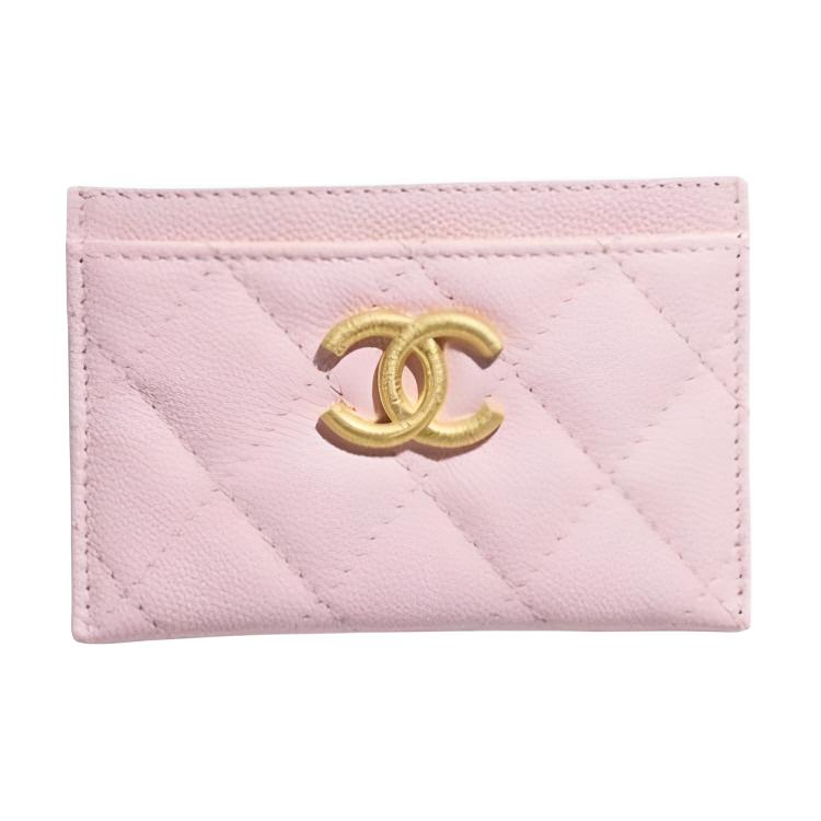 Chanel 25P Двойной логотип C Стеганый кожаный держатель для карт Женские аксессуары Светло-розовый AP3524-B19362-NADOE