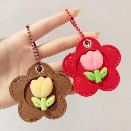 2 шт. Элегантный держатель для ключей в форме тюльпана из искусственной кожи, брелок в форме дома