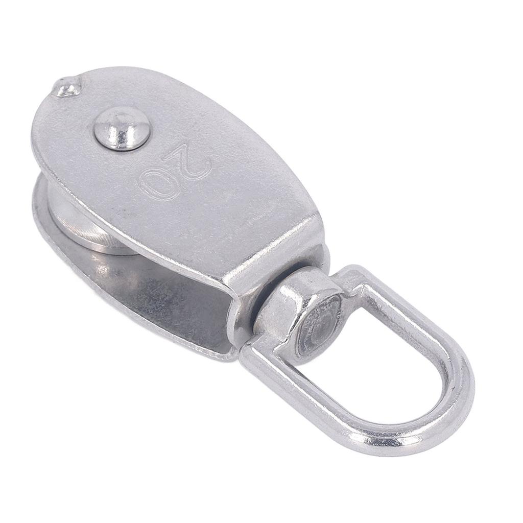 6Pcs Pulley Block Stainless Steel M20 75kg Bearing Swivel Pulley Wheel with M7 Spring Hook