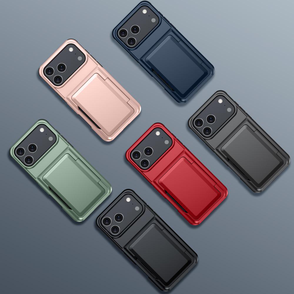 Кошелек-чехол для iPhone 17 Pro Max со слотом для карт и откидной подставкой - Подходит для Apple 16, 14, 15; Трансграничный ударопрочный дизайн