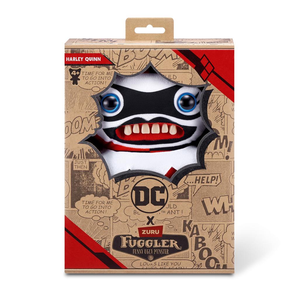 ZURU Fuggler x DC 9-inch Funny Ugly Monster Plush Toy, Soft Superhero Doll Plush, for Kids and Adults (Harley Quinn)