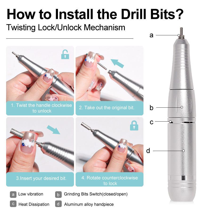 New Cordless Electric Nail Drill, Professional Nail File & Buffer, Rechargeable Portable Nail Grinder Tool