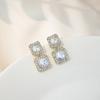Stylish Square Geometric Earrings With Sparkling Zircon Stones for Women's Vacation