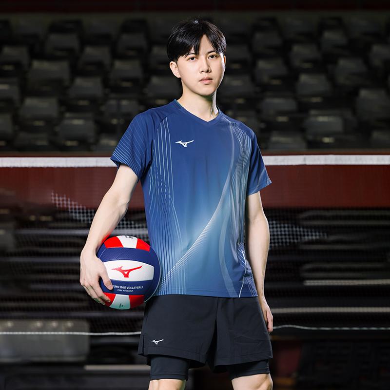 Mizuno Быстросохнущая Эластичная Дышащая Спортивная Футболка с Коротким Рукавом Унисекс Топы Звездно-Синий C2CA53Z726