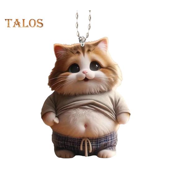 Висячее украшение в виде пузатой собаки, кошки, для дома, для дома, для рождественской елки, для автомобиля, зеркало заднего вида, 2D, акрил, большой живот, мультяшное животное, подвесное украшение