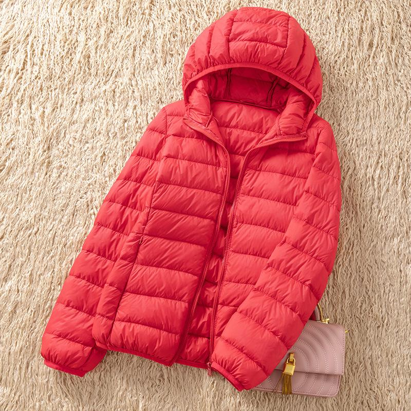 Women's Lightweight Down Jacket Short Warm Fashionable Hooded Lightweight Fitted Outerwear