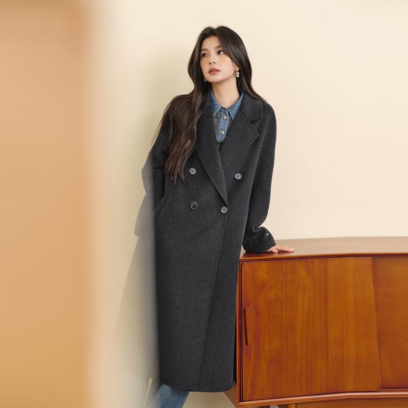 SEIFINI Women's Lapel Double-Faced Wool Coat