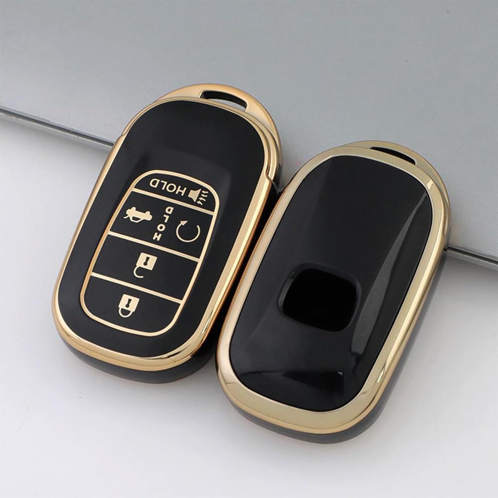 For Honda Key Fob Cover with Keychain,Car Key Shell Protector Holder 5 Buttons for 2022 2023 2024 Honda Accord Civic HR-V CR-V Pilot Odyssey,Soft TPU