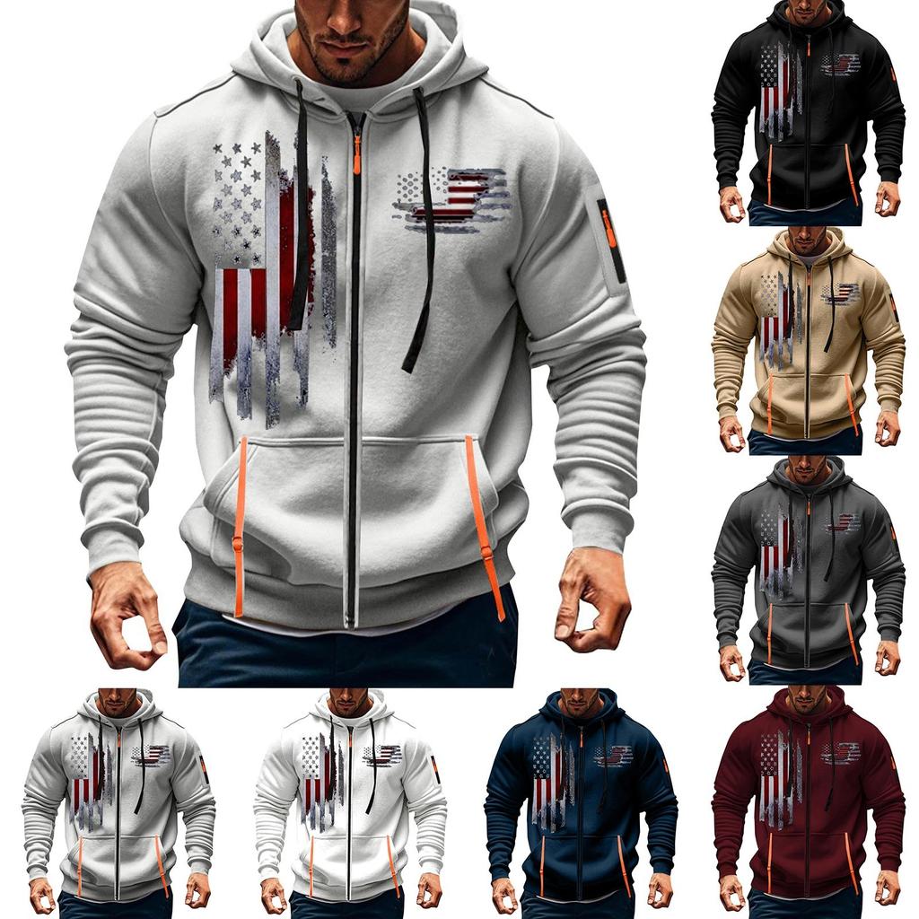 Мужская спортивная повседневная толстовка с капюшоном, кардиган с капюшоном на молнии, многокарманное пальто с капюшоном