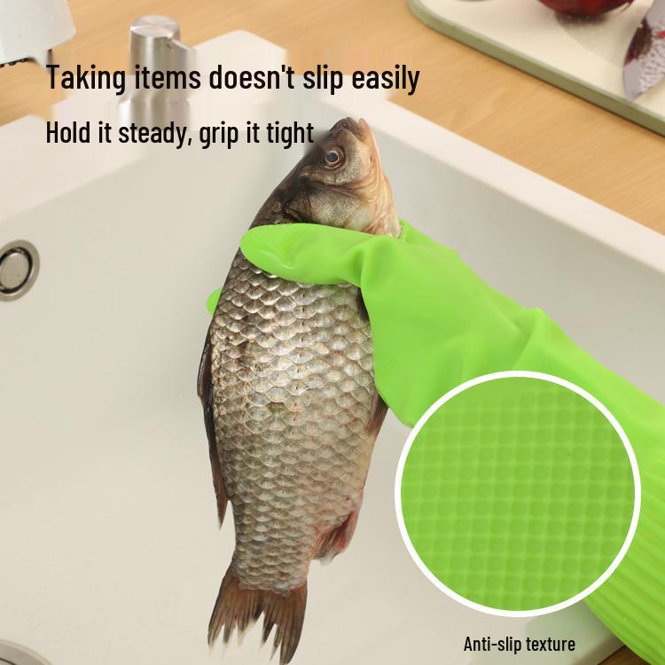 38см Сверхтолстые Зеленые Резиновые Перчатки для Уборки - Женские Износостойкие Латексные для Мытья Посуды