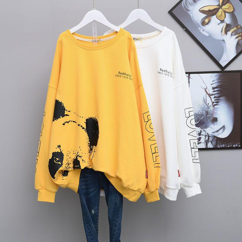 Sweatshirt for Women Cotton Loose Oversized Long Sleeve T-Shirt Comfortable Round Neck Casual Pullover Top Sweatshirt
