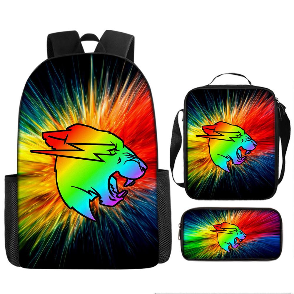 Mr Beast Lightning Cat 3d Print School Backpack With Breathable Oxford Fabric For Kids