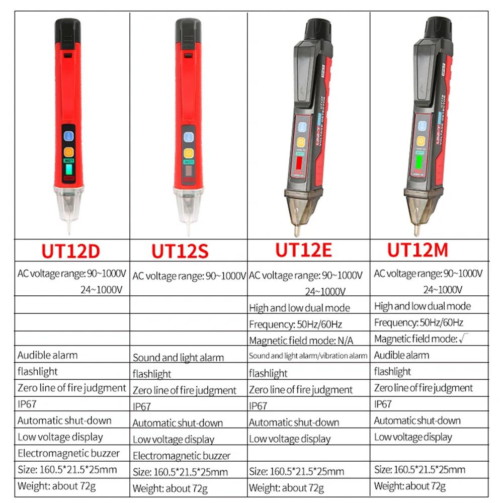UNI-T UT12D UT12E UT12M Voltage Detector UT15C UT18C UT18D Voltage and Continuity Tester Digital Voltmeter Volt Indicator Probe