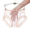 Women Panties Mid Waist Breathable Stretch Soft See-through Floral Lace Sexy
