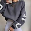 Autumn and Winter Women's Casual Fashion Print Thickened All-match Top Long-sleeved Sweater