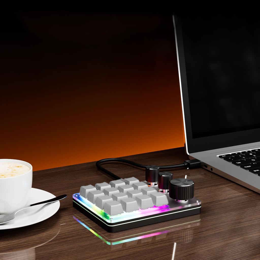 Keyboard 16 Key 3 Knobs 2.4G Wired 3 Modes Red Customize Mechanical Keypad