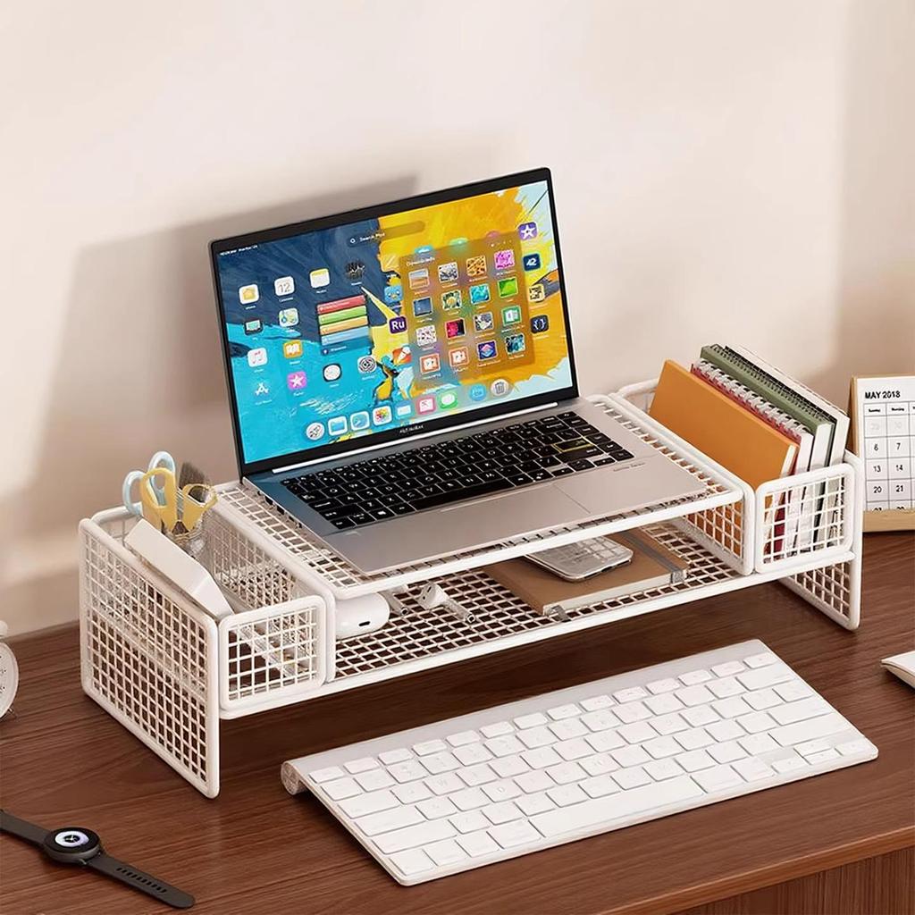 Adjustable Laptop & Monitor Stand with Storage Shelf
