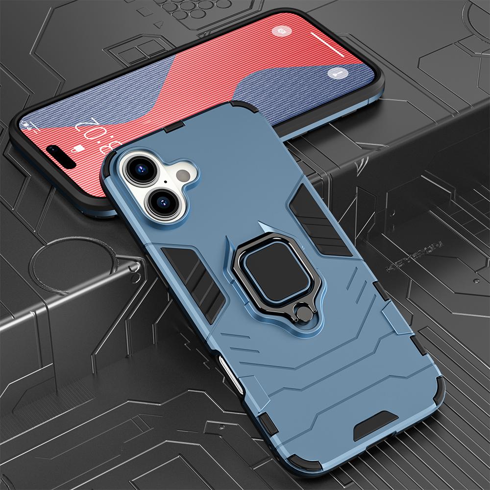 KEYSION Противоударный защитный чехол для iPhone 16 Pro Max Мягкий силиконовый + PC Ring Stand Holder Задняя крышка телефона для iPhone 16 16 Plus