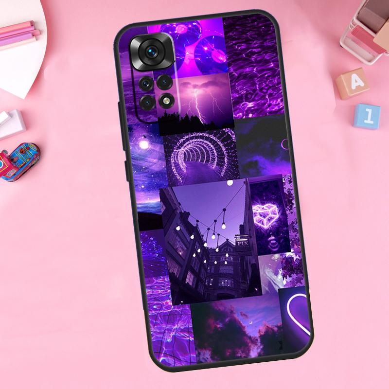 Фиолетовый эстетичный Чехол для телефона Xiaomi Redmi Note 14 10 11 12 13 15 Pro Plus Для Redmi 15C 14C 10C 12C 13C 15