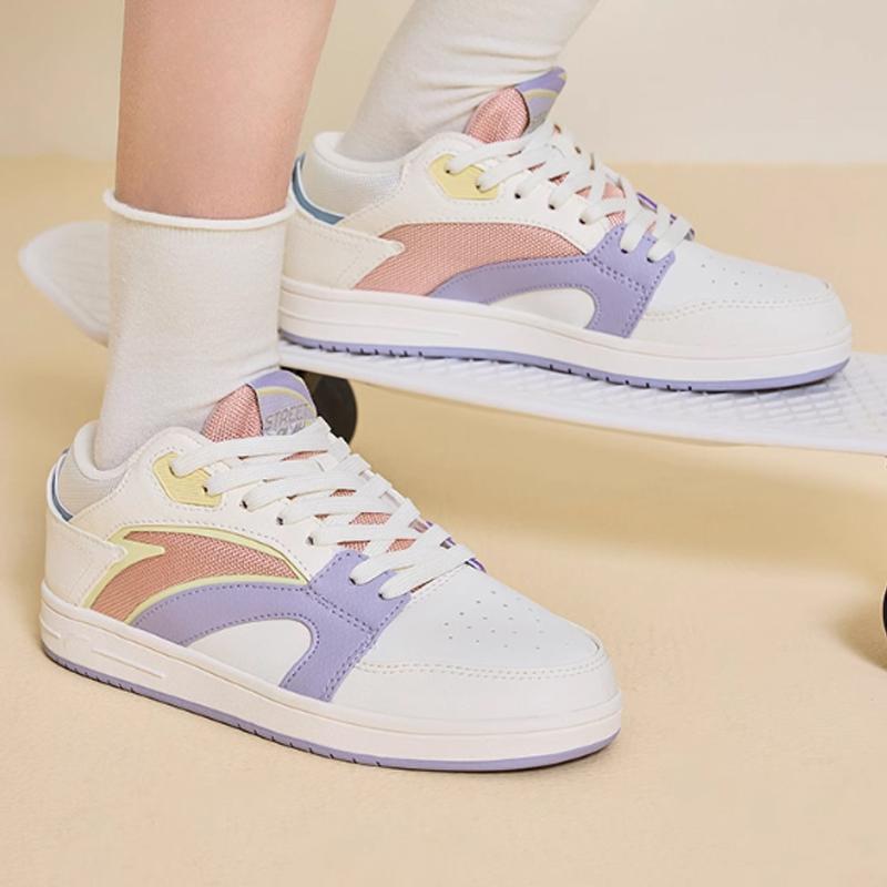Anta Slip Resistant Abrasion Resistant Low top Skateboard Shoes Women's White Purple 122318057-4