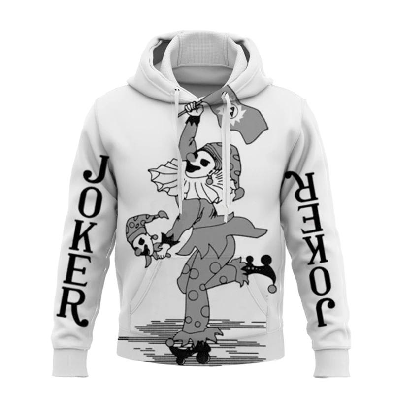 Игральные карты Покер KA Принт Толстовки Мужские/женские Смешные толстовки с капюшоном Мужская одежда Мальчики/девочки Harajuku Смешные куртки Пальто Топы