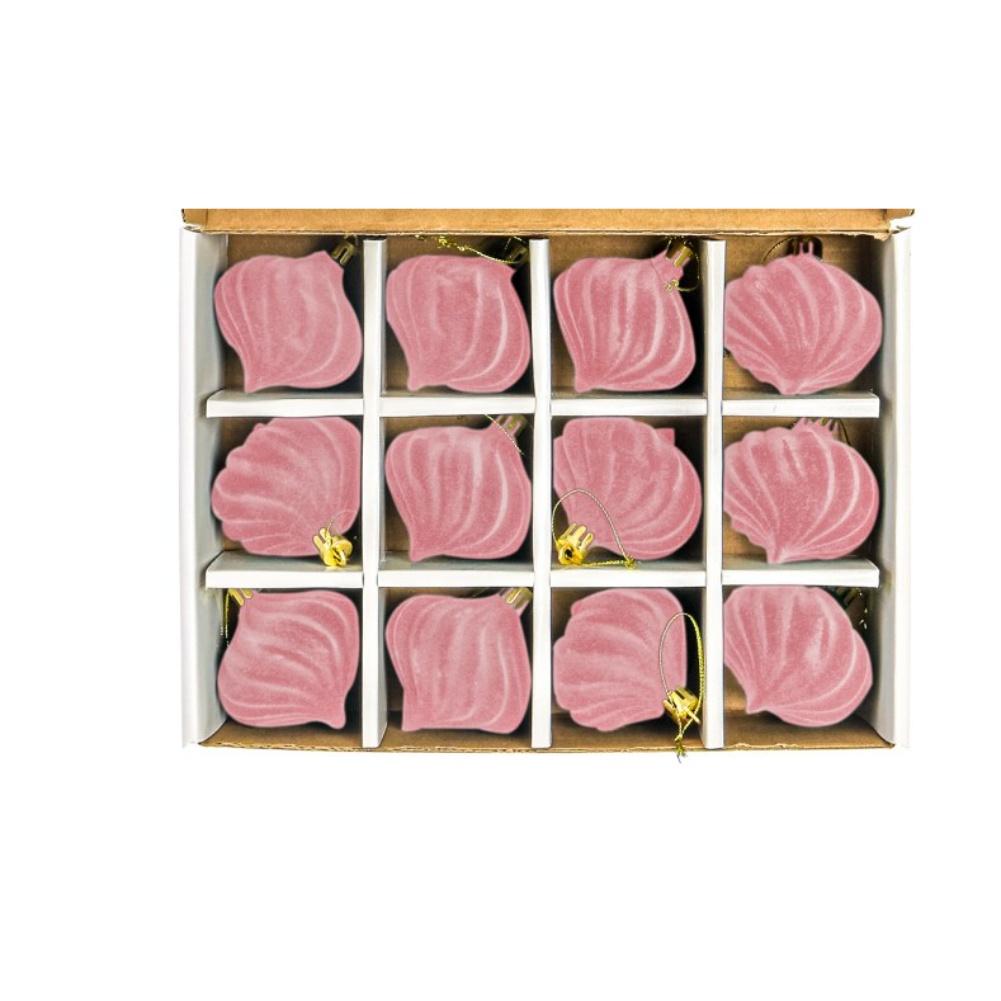 12 Piece Christmas Tree Decoration Set Featuring Plush Onion Shaped Ornaments for Festive Home or Commercial Displays