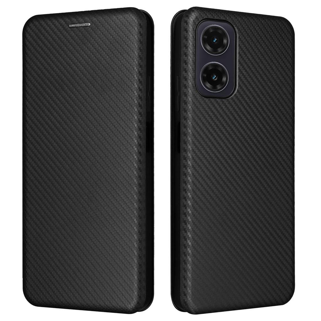 Чехол для Motorola Moto G35 5G с текстурой из углеродного волокна, ударопрочный чехол из ПУ-кожи
