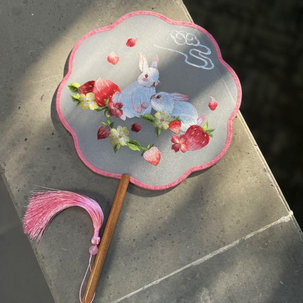 Handheld Chinese Style Fan with Pendant Silk Fan Classical Embroidery Fan Chinese Wedding