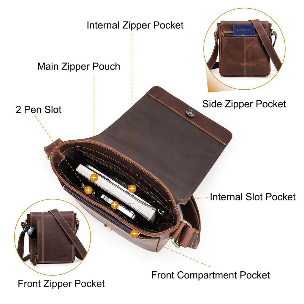 CONTACT'S мужская кожаная сумка кросс-боди в классическом стиле