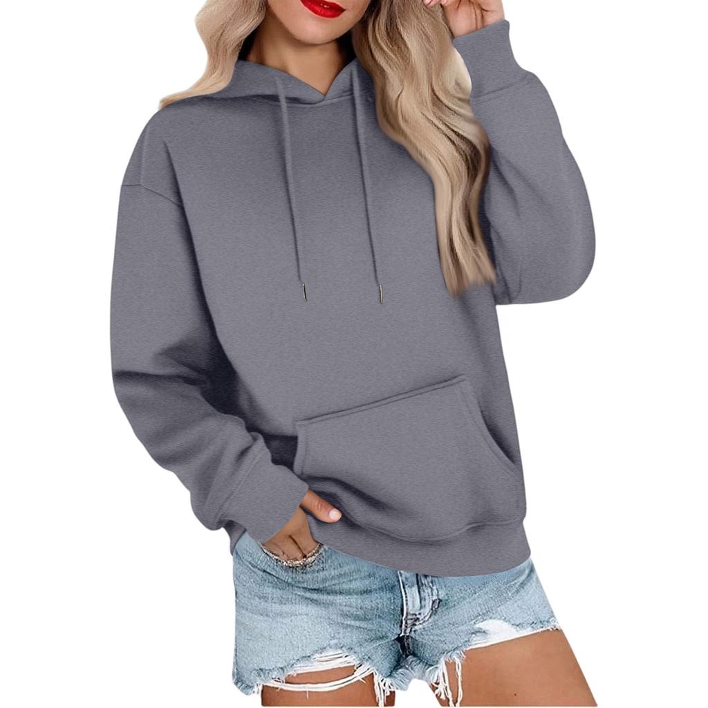 Женская повседневная свободная спортивная толстовка с капюшоном и рукавами реглан из гладкой ткани