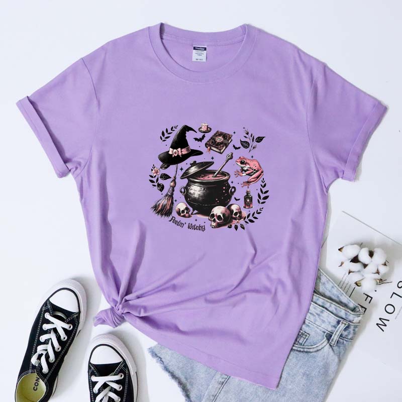 Feelin Witchy Magic Spell TShirt Aesthetic Witch Halloween Witchcraft Tshirt Trendy Y2k Trendy Y2k Pastel Gothic Tee Clothing