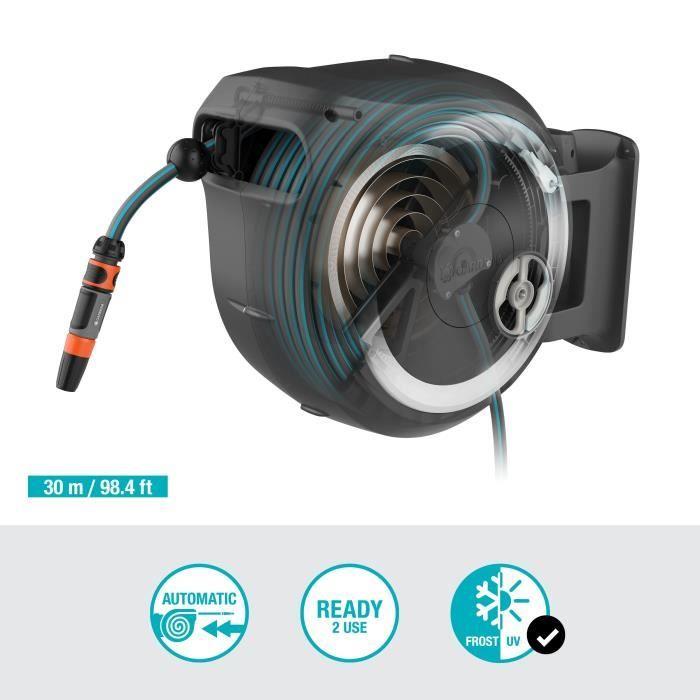 Dévidoir automatique mural GARDENA RollUp L - Longueur 30m - Ø13mm - Kit complet - Garantie 5 ans
