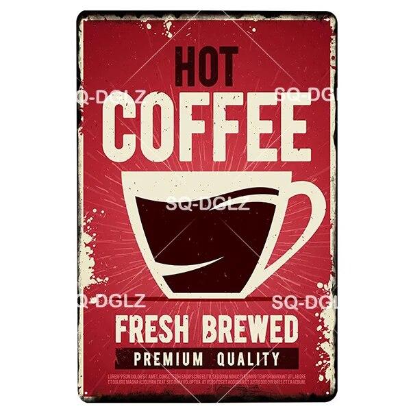 Coffe Metal Sign Plaque Metal Vintage Pub Bar Decor Tin Sign Coffee Shop Plate Poster Home Decor Art Painting Wall Sticker