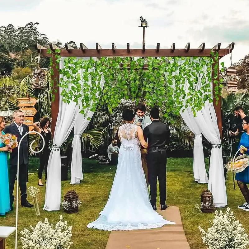 50/2M Искусственное растение Зеленая гирлянда из листьев плюща, висячие лозы, наружная зелень, настенный декор, своими руками, искусственный венок из листьев, декор для домашней вечеринки