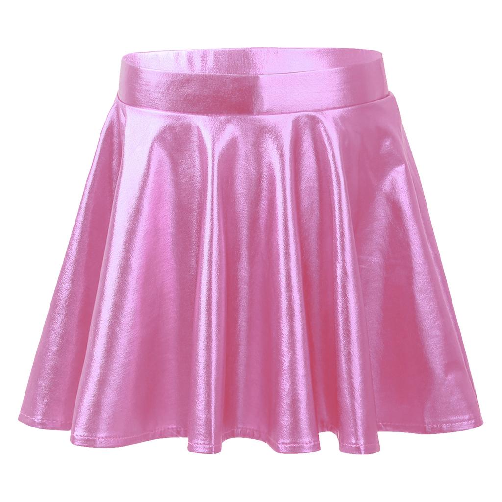 Girls Metallic Dance Pleated Skirts Ballet Tutu Skirts Modern Dance A Line Skirts Performance Skorts