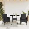VidaXL Garden Dining Set and Cushions 3 Pcs Black Rattan Glass 3278601