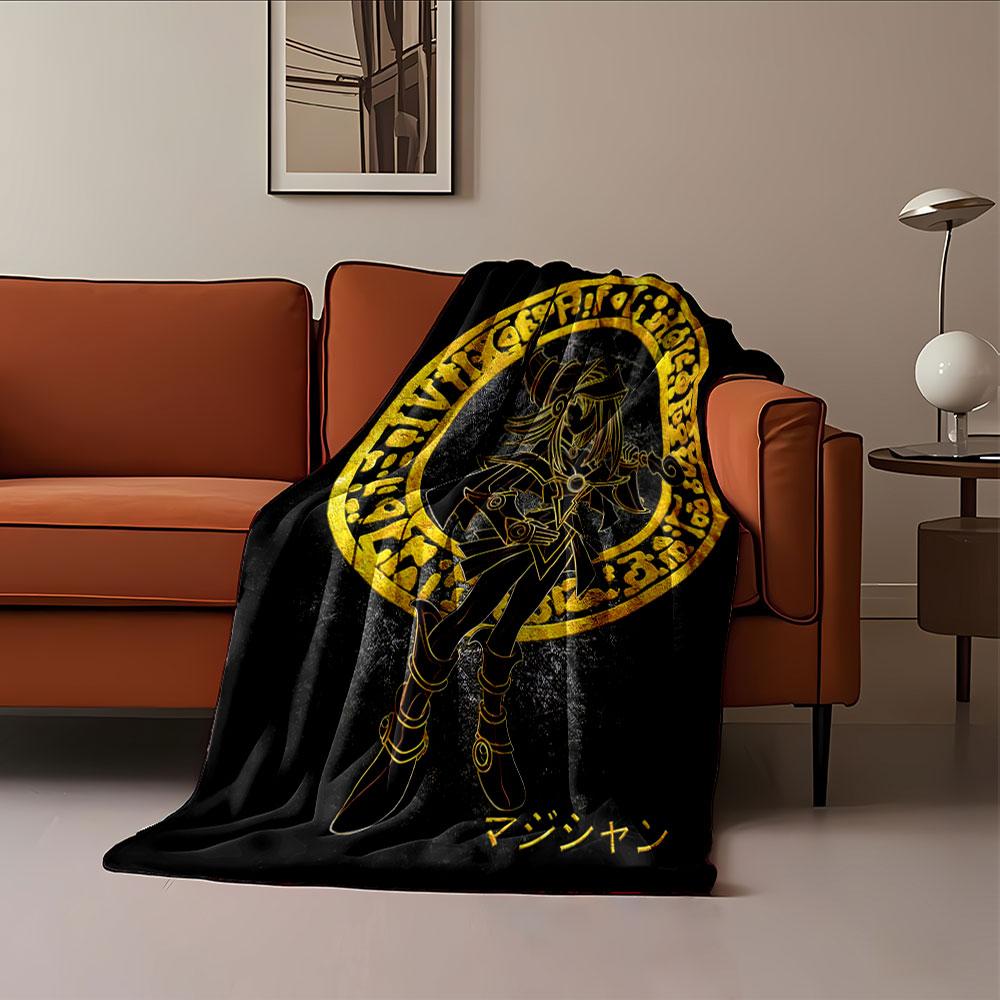 A magical figure outlined in black, surrounded by a glowing golden circle. for all seasons blanket lunch break throw gift