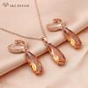 Temperament Elegant Water Drop Cubic Zirconia Dangle Earrings Jewelry Sets For Women Wedding Party Fashion Pendant Necklace