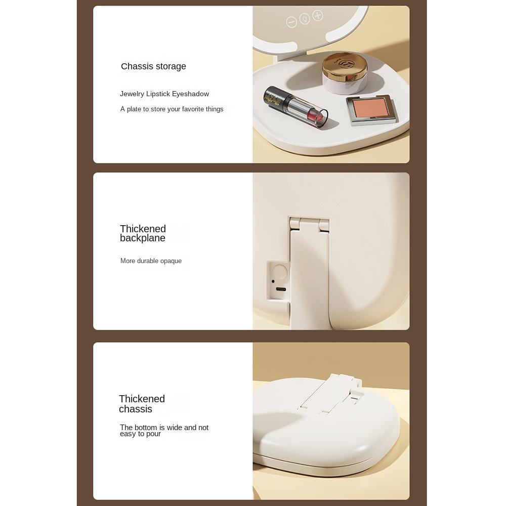 Регулируемое зеркало для туалетного столика с подсветкой, 3 цвета, портативные косметические зеркала для бизнеса