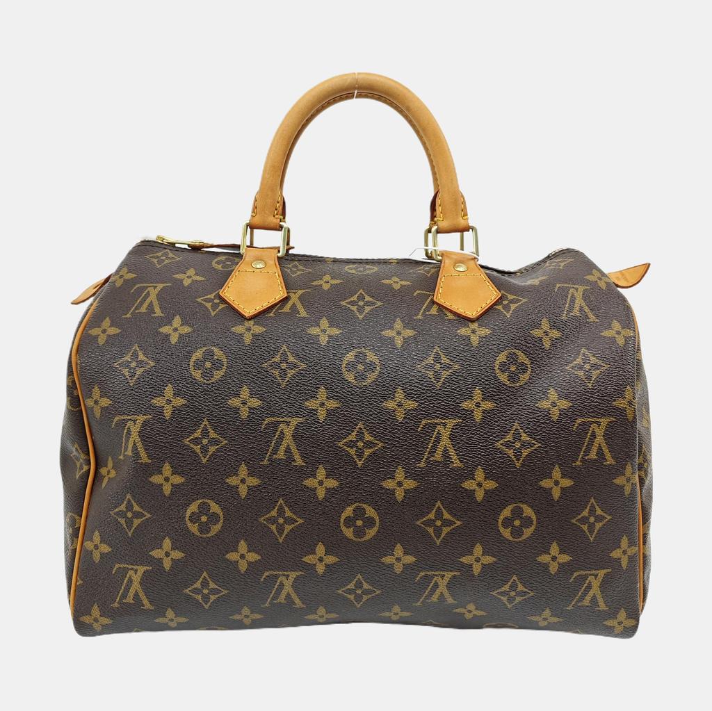 [Pre-Owned] Speedy 30 Elegant Compact Fashionable Commuter Classic Monogram Coated Canvas With Leather Trim Pillow Bag - Good #1AWJA1L