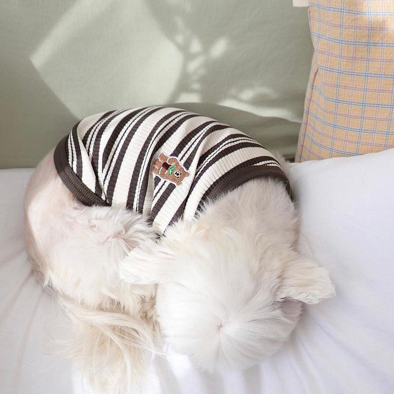Летний жилет Four Seasons Striped Bear Vest Teddy Bigbear Universal Dog Clothing для маленьких и средних собак Pet Cat Clothing