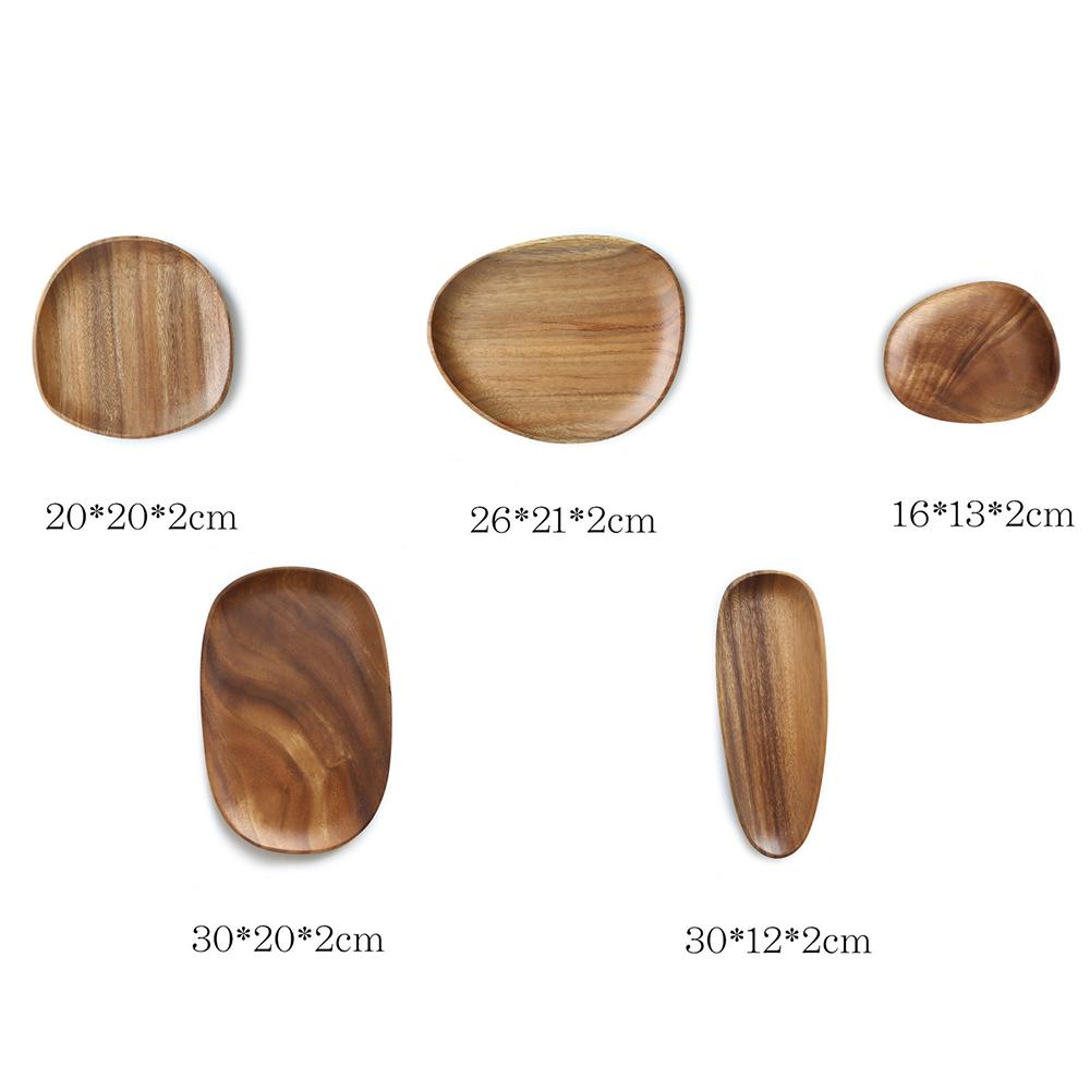 Необычная овальная тарелка из цельного дерева из ореха и акации, декоративный поднос для сервировки блюд, закусок, димсамов, фруктов, десертов