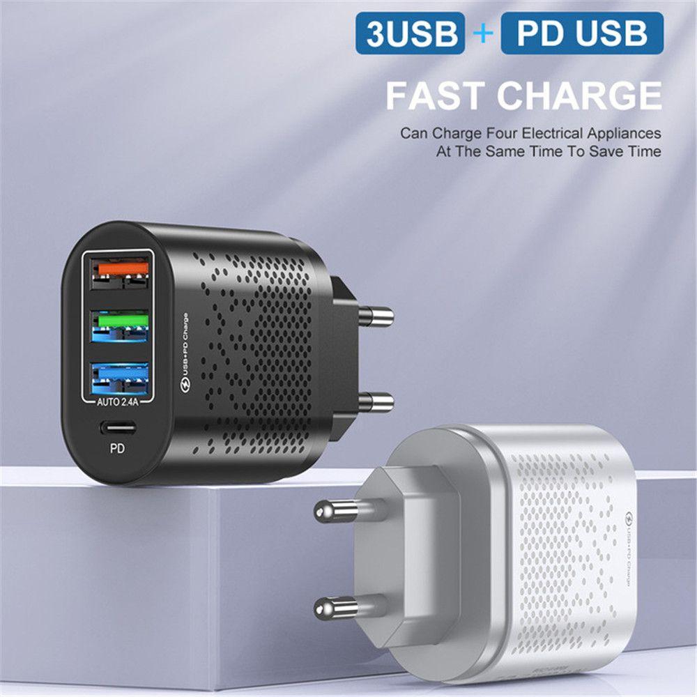 EU UK US 48W Type C 3 USB Charger Charger Adapter PD Quick Charger