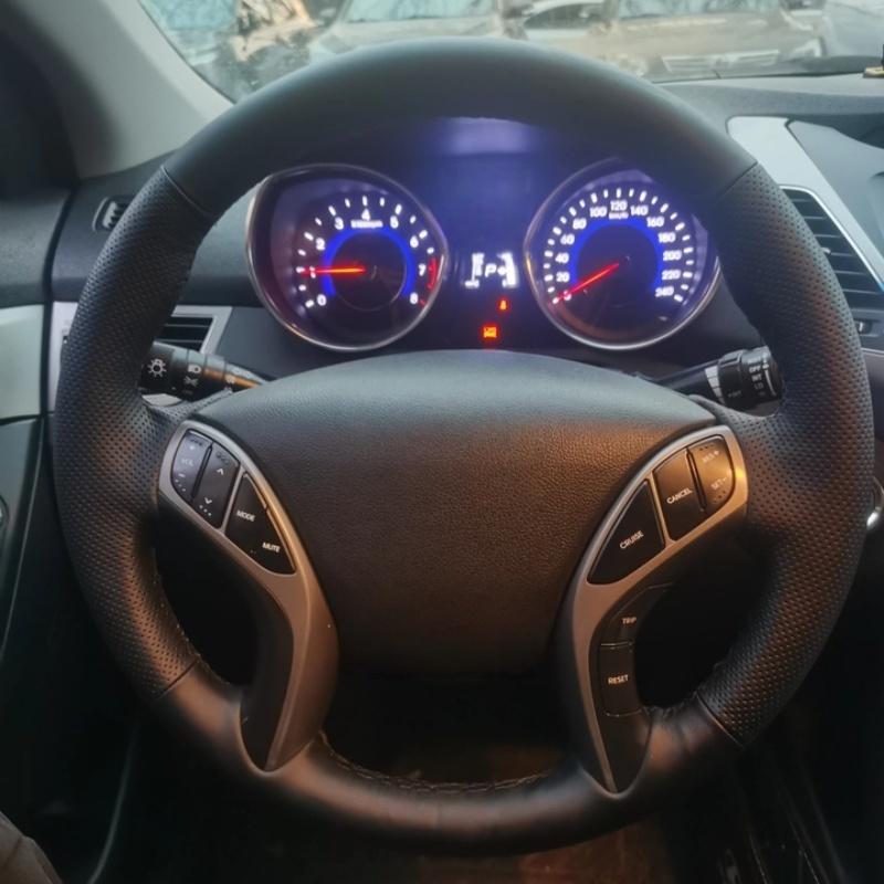 Ручная вышивка Чехол на руль Микрофибра Кожа Для Hyundai Elantra 2011-2016 Avante i30 2012 2013 2014 2015 2016