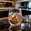 Ghost Whiskey Glass Halloween Glass, Black Cat Spider Net Skull Tumbler for Durable Coffee Mug Cocktail, 350ml Spooky Drinkware Home Bar, Festive