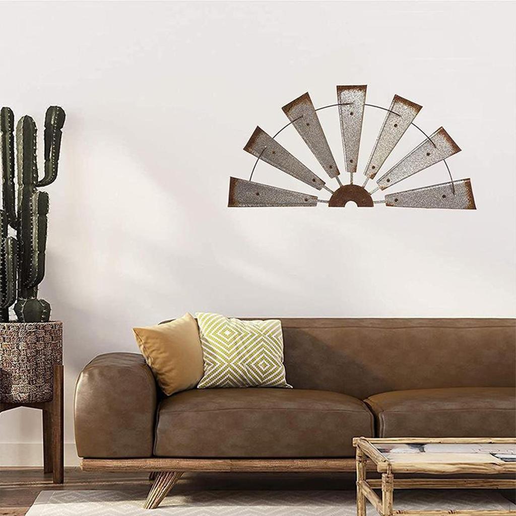 Windmill Wall Sculpture Hanging Ornament Decoration Craft Rustic Decor Iron Art for Office
