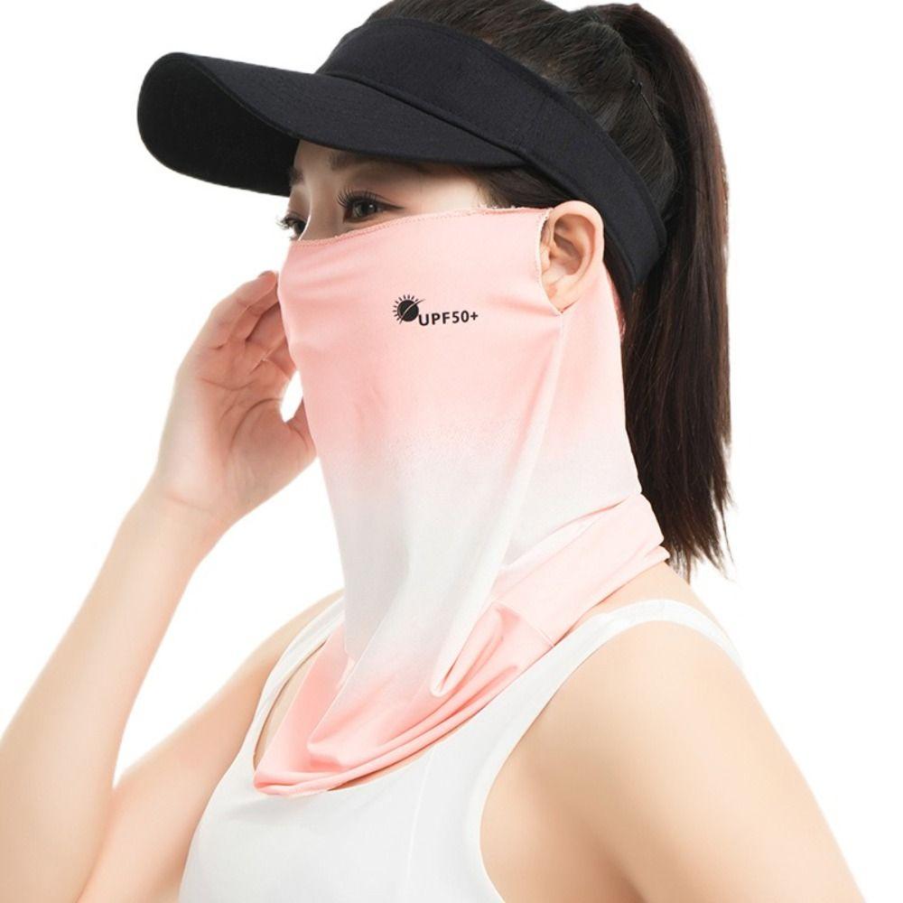 Letter Sunscreen Face Veil Breathable Neckline Face Cover Thin Summer Ice Silk Face Mask Hiking
