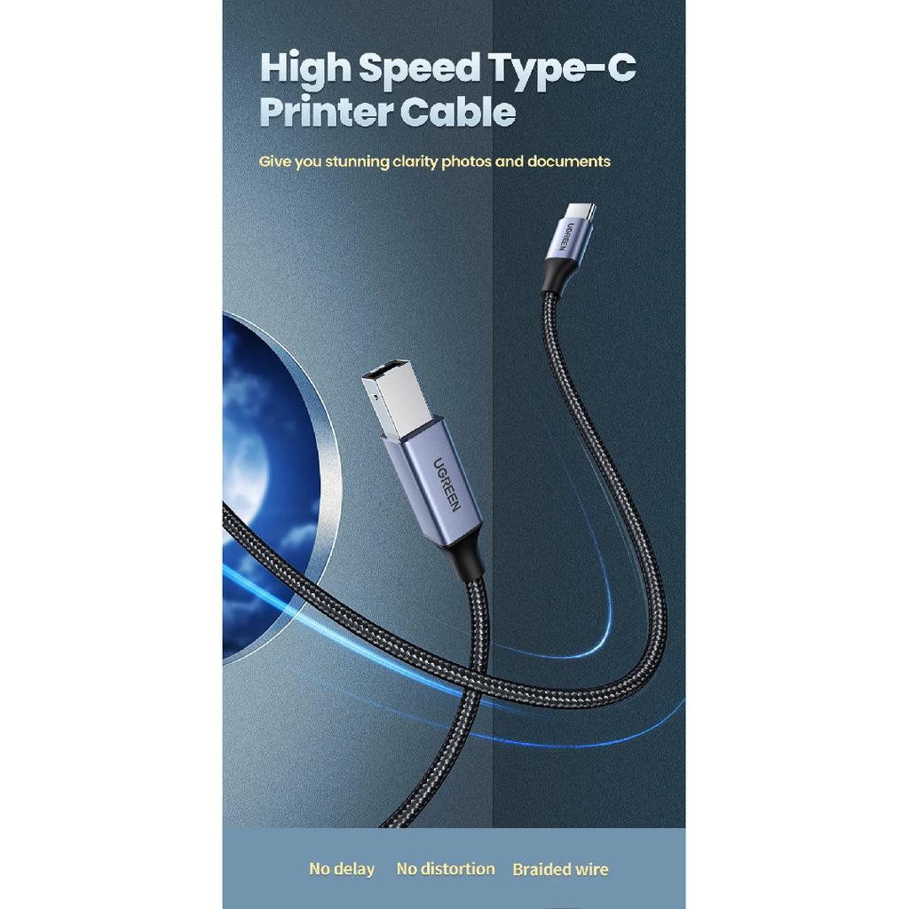 Кабель Ugreen USB C - USB Type B 2.0 для нового MacBook Pro, принтеров HP, Canon, Brother, Epson, Dell, Samsung, сканеров Type C