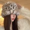 Leopard Imitation Mink Fur Bucket Hat Women's Autumn And Winter Warm Cold Hat Personality Ear Protection Fisherman Hat Basin Hat